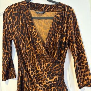 Ralph Lauren Brown and Black Animal Print top